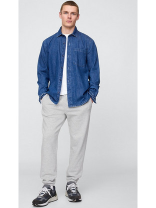 Gap Ανδρικό Παντελόνι Φόρμας Fleece με Λάστιχο Γκρι 737295037