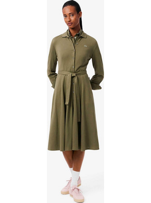 Lacoste Midi Καθημερινό Φόρεμα Χακί EF5299