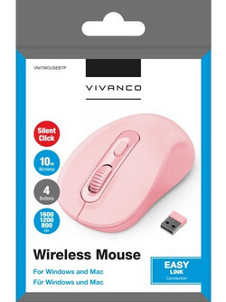 Vivanco VNITMOUSEBT Ασύρματο Ποντίκι Pink