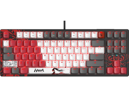 A4Tech Bloody S87 Μηχανικό Gaming Πληκτρολόγιο TenKeyLess με BLMS Red Plus Διακόπτες RGB White Red
