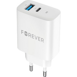 Forever TC-07-30AC Φορτιστής χωρίς Καλώδιο με Θύρα USB-A & Θύρα USB-C 30W Quick Charge 3.0 & Power Delivery