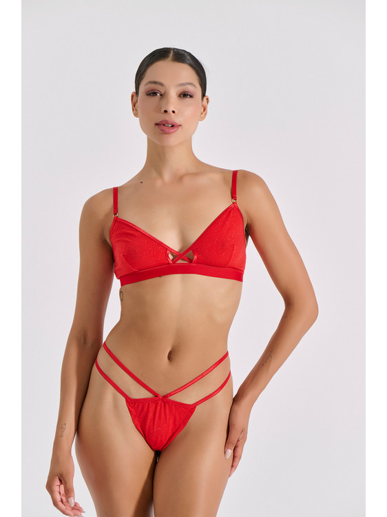 Milena By Paris Bralette χωρίς Μπανέλα Κόκκινο 10201