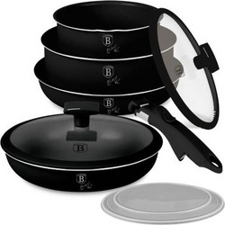 Berlinger Haus Matte Black Collection Σετ Μαγειρικά Σκεύη Αλουμινίου με Αντικολλητική Επίστρωση Μαρμάρου 4τμχ BH-8257