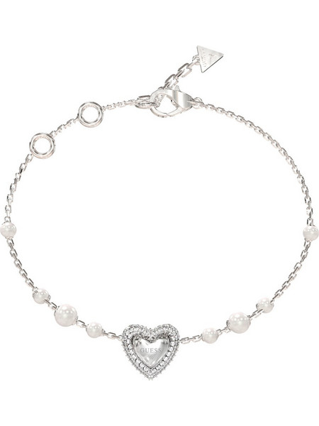 Guess Be Loved Γυναικείο Βραχιόλι Αλυσίδα με Καρδιά από Ατσάλι Ασημί με Ζιργκόν UBB06009JWRH