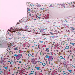 Borea Σετ Παιδικό Κουβερλί Μονό Microfiber με Μαξιλαροθήκη 160x220 Πριγκίπισσα Π-23 Ροζ