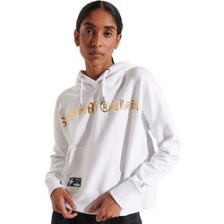 Superdry Γυναικείο Αθλητικό Crop Top με Κουκούλα Λευκό Χρυσό W2011259A-42C