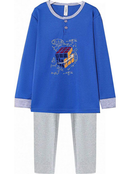 Cool Παιδική Πιτζάμα Βαμβακερή Χειμωνιάτικη Royal Blue Γκρι F51595-10