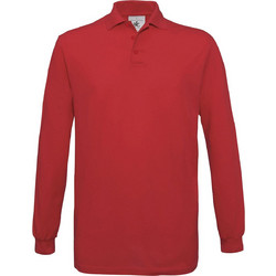 B&C Collection Ανδρική Μπλούζα Polo Μακρυμάνικη Κόκκινη PU414