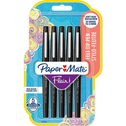 Papermate Flair Σετ Στυλό Υγρής Μελάνης Μαύρο 5τμχ