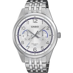 Casio Enticer Ανδρικό Ρολόι Χρονογράφος με Ασημί Μεταλλικό Μπρασελέ MTP-E340D-7AVDF