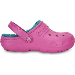 Crocs Crocs Ανατομικές Χειμερινές Παιδικές Παντόφλες για Κορίτσι με Γούνα Φούξια Γαλάζιες 16152-6FT