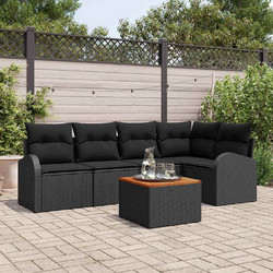 vidaXL Σετ Σαλόνι Κήπου Rattan 6τμχ Μαύρο 3356252