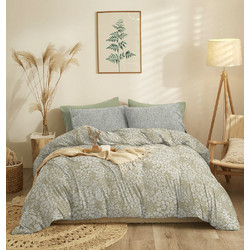 Cokitex Σετ Σεντόνια Διπλά με Λάστιχο 150x200+30 Marta Pansy Olive