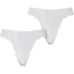 Urban Classics Γυναικεία String με Δαντέλα Λευκά 2Pack TB7847A-03168