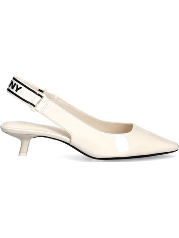 DKNY Nolene Γόβες Slingback Δερμάτινες με Λεπτό Χαμηλό Τακούνι Λευκές K2653481-NAT