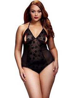 Baci Sexy Κορμάκι Slip See Through με Δαντέλα Μαύρο 4890808171134