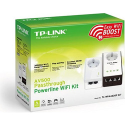 TP-Link WPA4230PKIT Powerline Διπλό Kit για Ασύρματη Σύνδεση WiFi 4 με Θύρες Ethernet με Passthrough Πρίζα