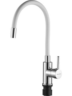 Bruno M54804-006C-S626-WH Μπαταρία Κουζίνας Πάγκου Διπλής Παροχής Ανάμεικτη με Εύκαμπτο Ρουξούνι Λευκή