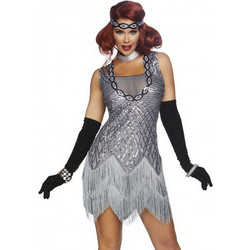 Leg Avenue Roaring Roxy Sexy Στολή Χορεύτρια Ασημί LA-86855