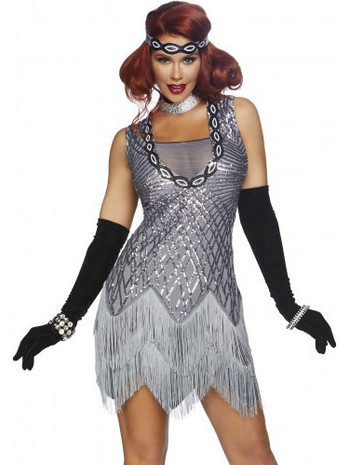 Leg Avenue Roaring Roxy Sexy Στολή Χορεύτρια Ασημί LA-86855