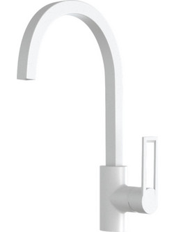 Sanitec Quattro Granite Bianco Μπαταρία Κουζίνας Πάγκου Διπλής Παροχής Ανάμεικτη Λευκή