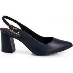 Piccadilly Ανατομικές Γόβες Slingback Δερμάτινες με Χοντρό Ψηλό Τακούνι Navy Μπλε 779-26226