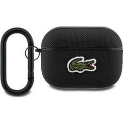 Lacoste Petit Pique Croc Logo Patch Θήκη Ύφασμα με Γάντζο για Apple AirPods Pro 2 Μαύρη
