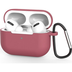 Techsuit Θήκη Σιλικόνης με Γάντζο για Apple AirPods Pro 3 Μπορντό
