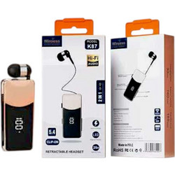 K87 Ακουστικό Bluetooth In Ear Πέτου Gold