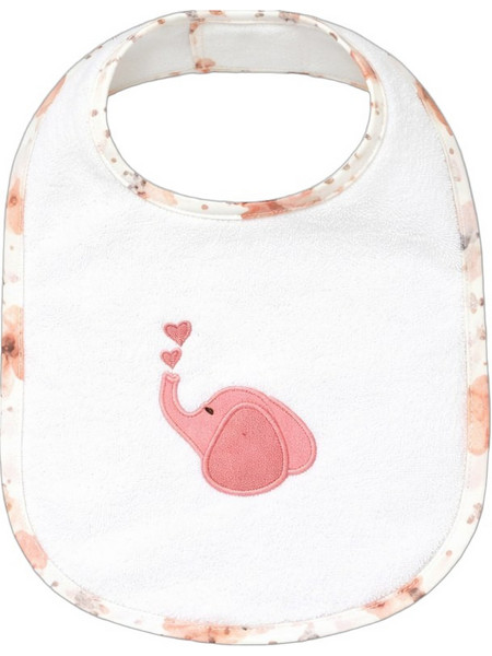 Baby Star Elephant Σαλιάρα από 100% Βαμβάκι με Αυτοκόλλητο Λευκή Ροζ 4519