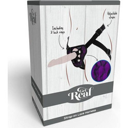 ToyJoy Get Real Lace Harness Strap On Μαύρο Μωβ D-234615