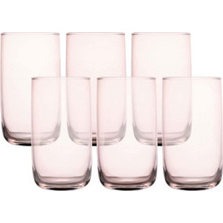 Hermia Σετ Ποτήρια Νερού Γυάλινα Pink Ροζ 365ml 6τμχ 409PBH1128