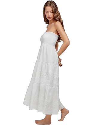 Gisela Maxi Καλοκαιρινό Καθημερινό Φόρεμα Λευκό FIT240032