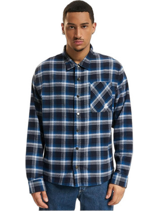 Rocawear Ανδρικό Πουκάμισο Βαμβακερό Καρό Μακρυμάνικο Κανονική Γραμμή Μπλε RWST003-00007