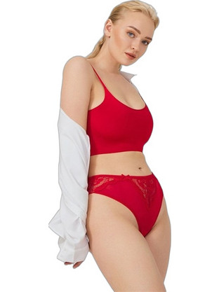 Cottonhill Γυναικείο Sexy Brazil με Δαντέλα Κόκκινο CH6006
