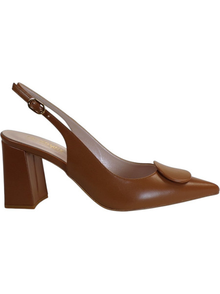 Fardoulis Γόβες Slingback Δερμάτινες με Χοντρό Χαμηλό Τακούνι Καφέ 738-86
