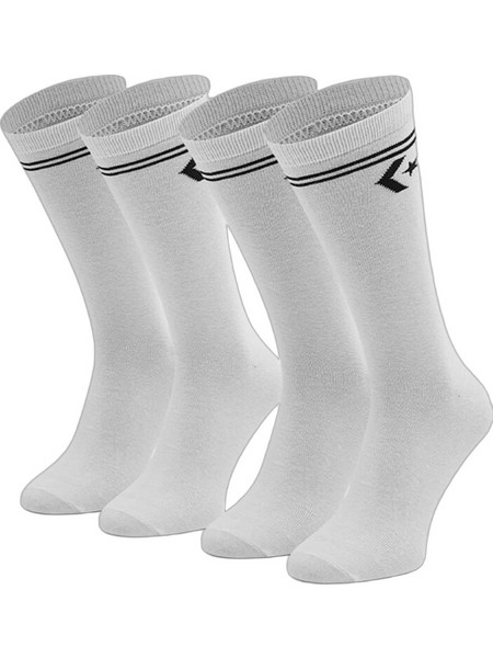 Converse Star Chevron Ανδρικές Κάλτσες Ψηλές Λευκές 2Pack E1025W