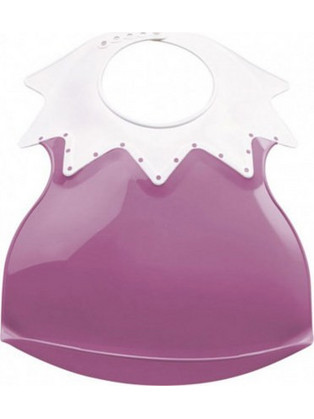 Thermobaby Arlequin Αδιάβροχη Σαλιάρα Πλαστική με Κουμπί & Τσέπη 4m+ Μωβ