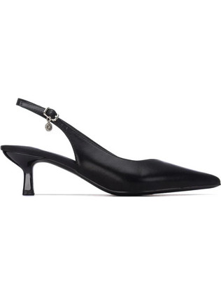 Xti Γόβες Slingback Δερμάτινες με Λεπτό Χαμηλό Τακούνι Μαύρες 145359