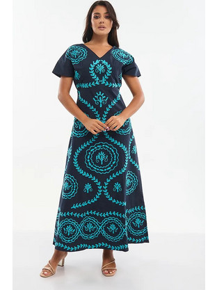 Inart Ble Maxi Καλοκαιρινό Καθημερινό Φόρεμα Navy Μπλε 5-41-638-0052
