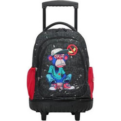 Lyc Sac Me and My Monkey Σχολική Τσάντα Τρόλεϊ Δημοτικού Μαύρη 03747