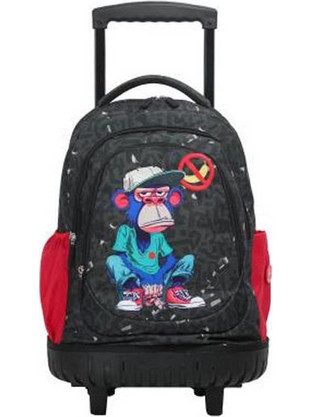 Lyc Sac Me and My Monkey Σχολική Τσάντα Τρόλεϊ Δημοτικού Μαύρη 03747