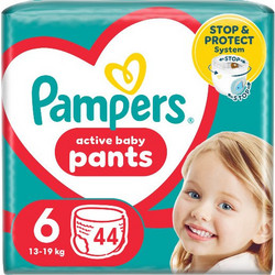 Pampers Active Baby Pants Πάνες Βρακάκι No6 13-19kg 44τμχ
