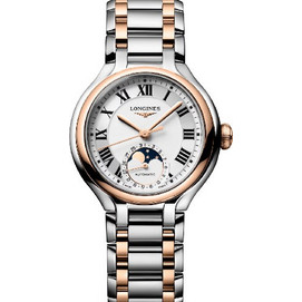 Longines Primaluna Moonphase Γυναικείο Ρολόι Αυτόματο με Ασημί Ροζ Χρυσό Μεταλλικό Μπρασελέ L8.126.5.71.7 Longines Primaluna Moonphase Γυναικείο Ρολόι Αυτόματο με Ασημί Ροζ Χρυσό Μεταλλικό Μπρασελέ L8.126.5.71.7