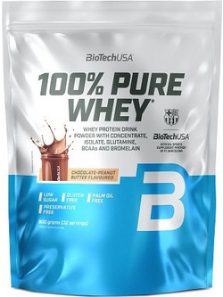 Biotech USA 100% Pure Whey Chocolate Peanut Butter Πρωτεΐνη Ορού Γάλακτος Γράμμωσης Χωρίς Γλουτένη 900gr