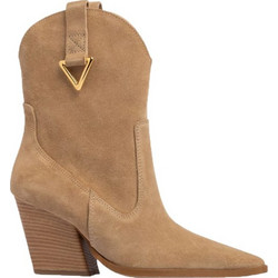 Sante Γυναικεία Μποτάκια Cowgirl Suede Μπεζ με Χοντρό Ψηλό Τακούνι 26-105-63