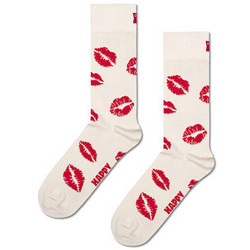 Happy Socks Βαμβακερές Γυναικείες Κάλτσες Εκρού Κόκκινες με Σχέδια P001714