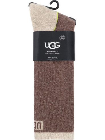 UGG Lockhart Μάλλινες Ανδρικές Κάλτσες Ψηλές με Σχέδια Καφέ 1158870-BNTC