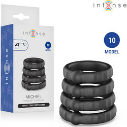 Intense Model 10 Michiel Penis Rings Σετ Ελαστικά Δαχτυλίδια Πέους & Όρχεων Σιλικόνης Μαύρα 4τμχ