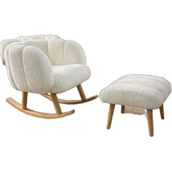 Stewe Home Κουνιστή Πολυθρόνα με Υποπόδιο Λευκή STE-004494-P4494